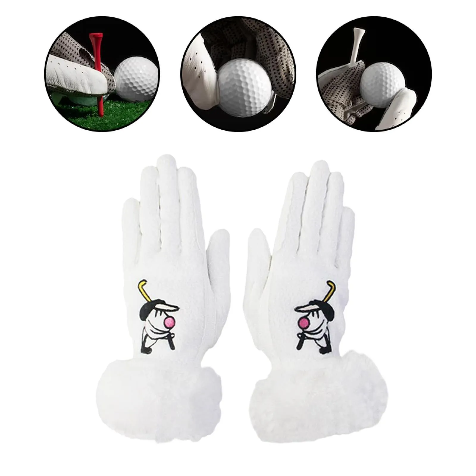 1 Pair of Golf Gloves Winter Training Gloves Mitts for Fishing Biking Hiking White 19