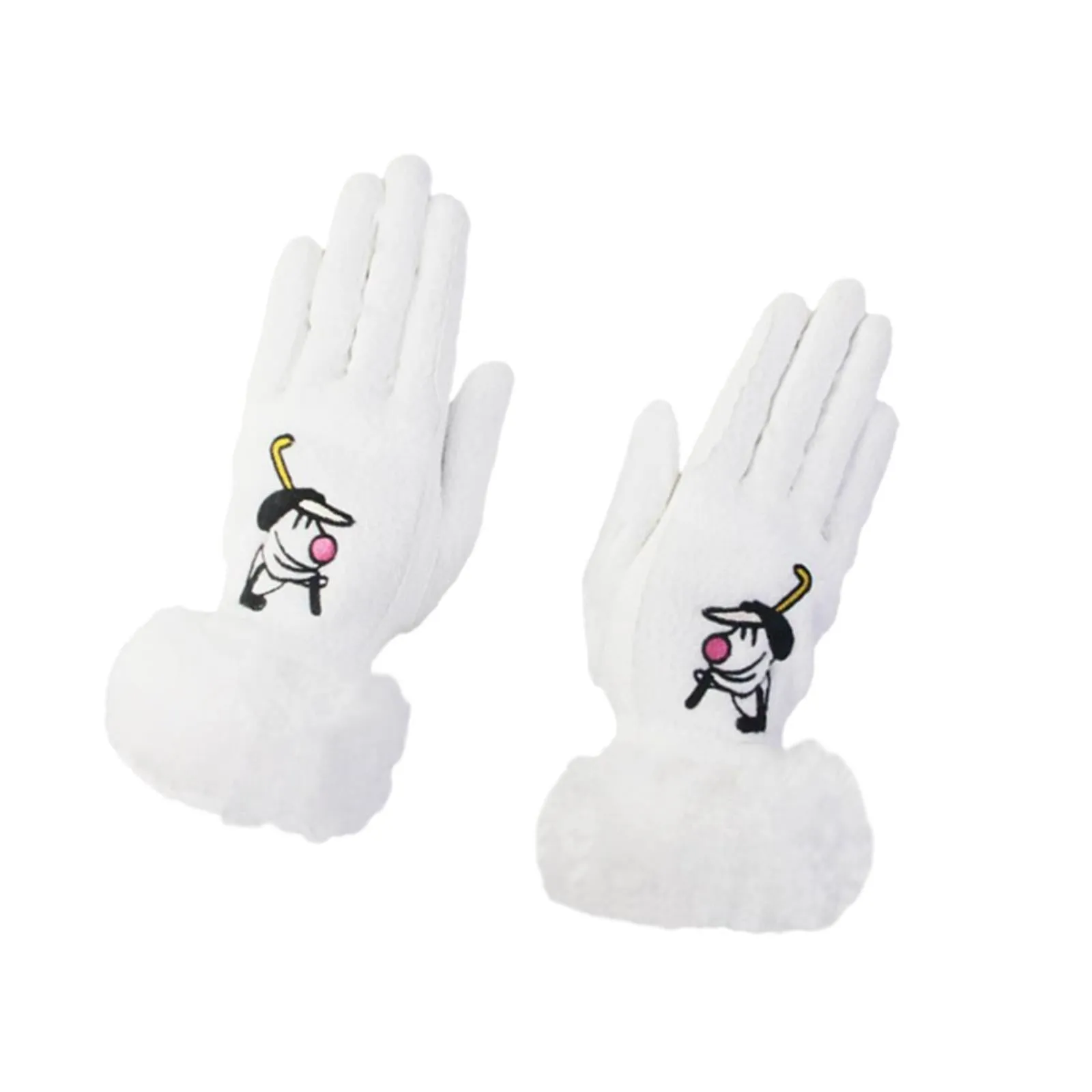 1 Pair of Golf Gloves Winter Training Gloves Mitts for Fishing Biking Hiking White 21