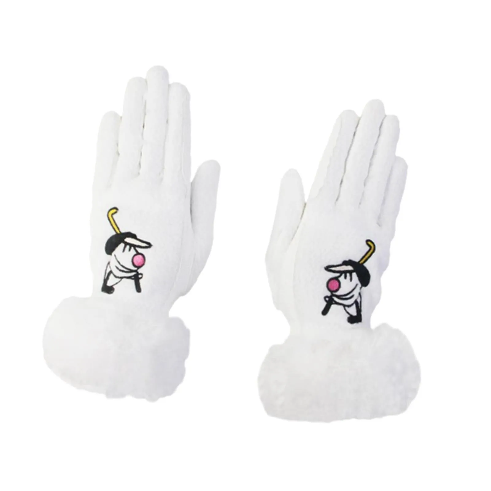 1 Pair of Golf Gloves Winter Training Gloves Mitts for Fishing Biking Hiking White 21