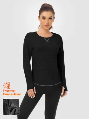 Basic Crew-neck Long-sleeve Thermal Tops for Women