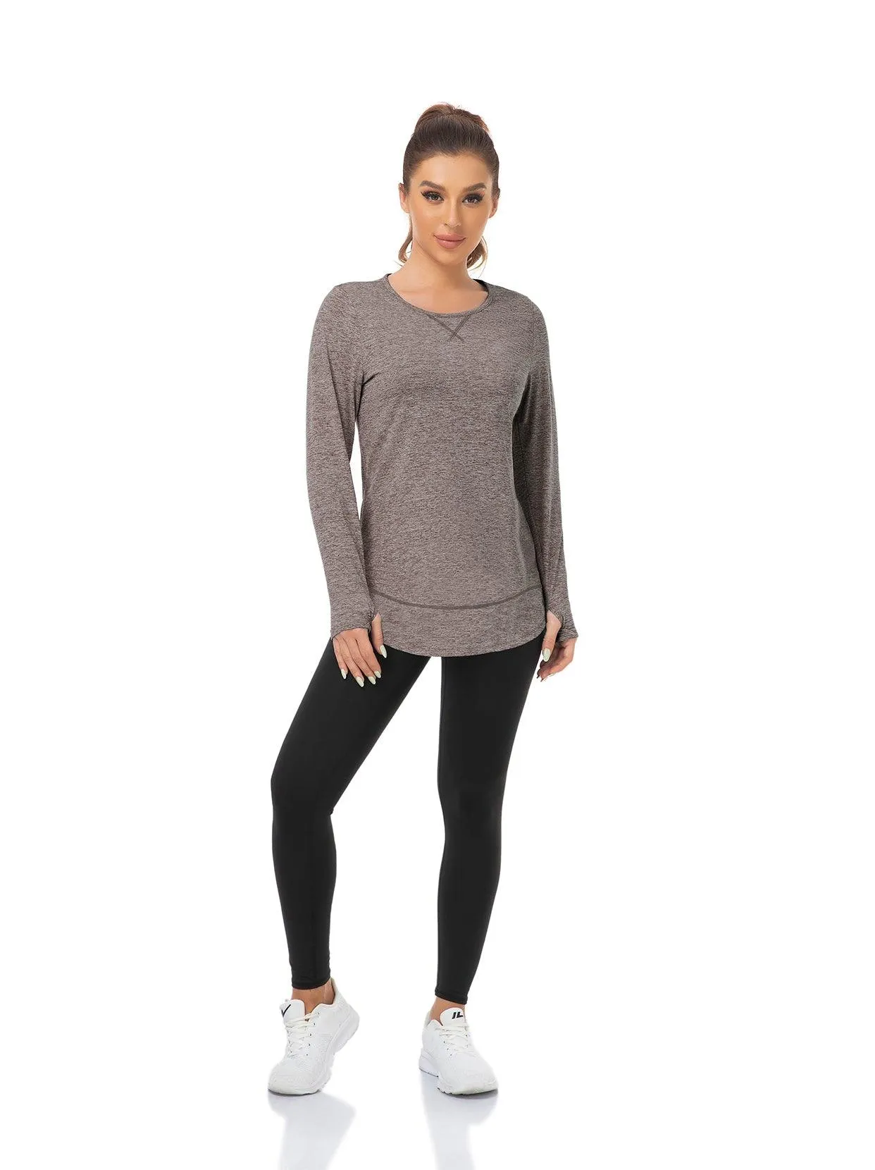 Basic Crew-neck Long-sleeve Thermal Tops for Women