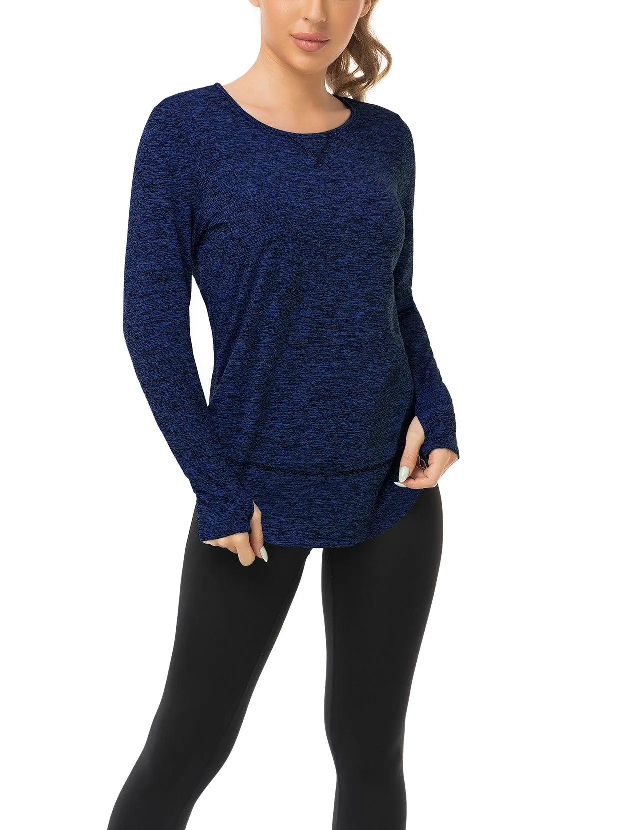 Basic Crew-neck Long-sleeve Thermal Tops for Women