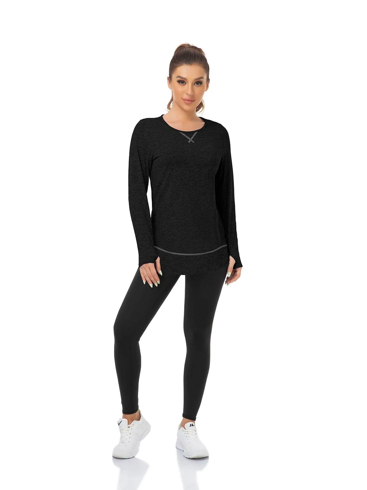 Basic Crew-neck Long-sleeve Thermal Tops for Women