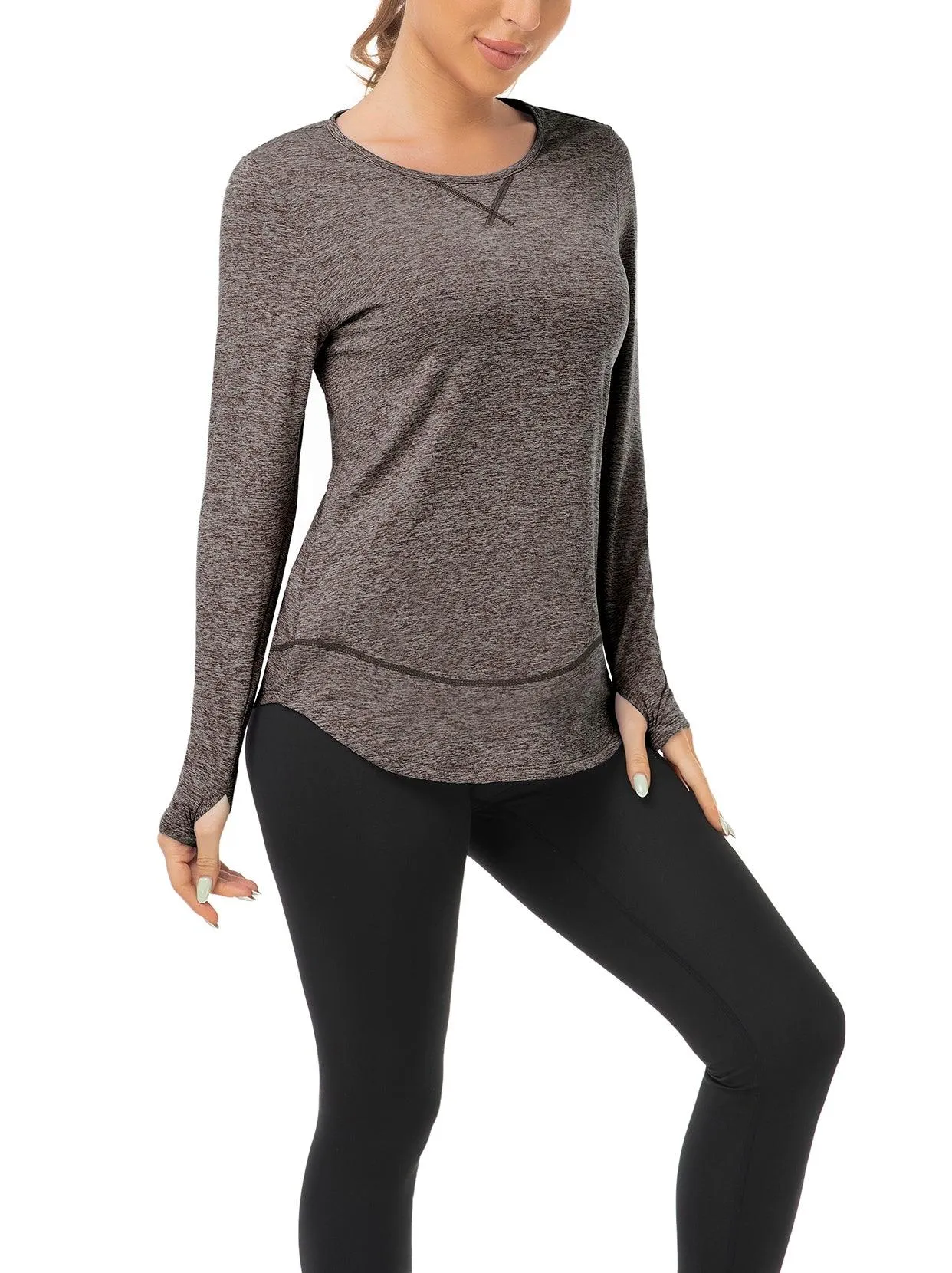 Basic Crew-neck Long-sleeve Thermal Tops for Women