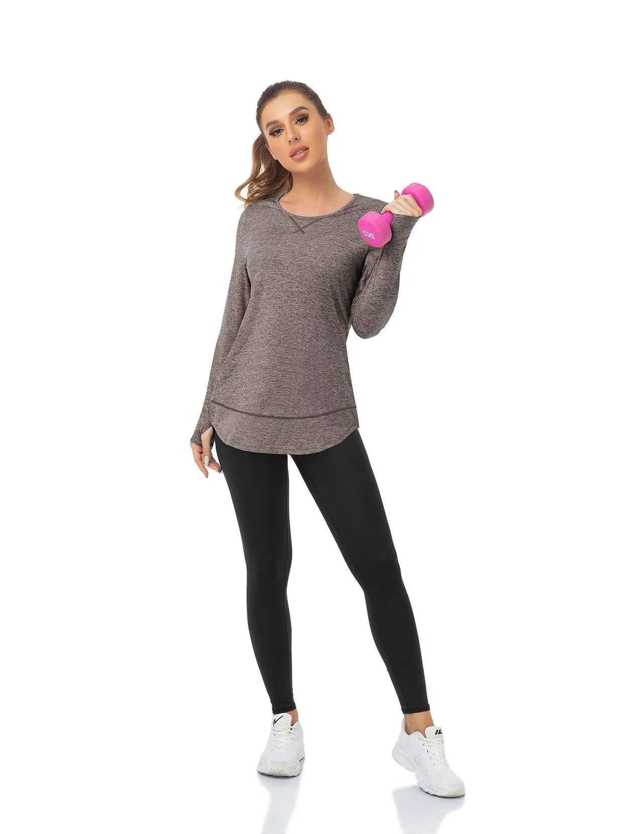 Basic Crew-neck Long-sleeve Thermal Tops for Women