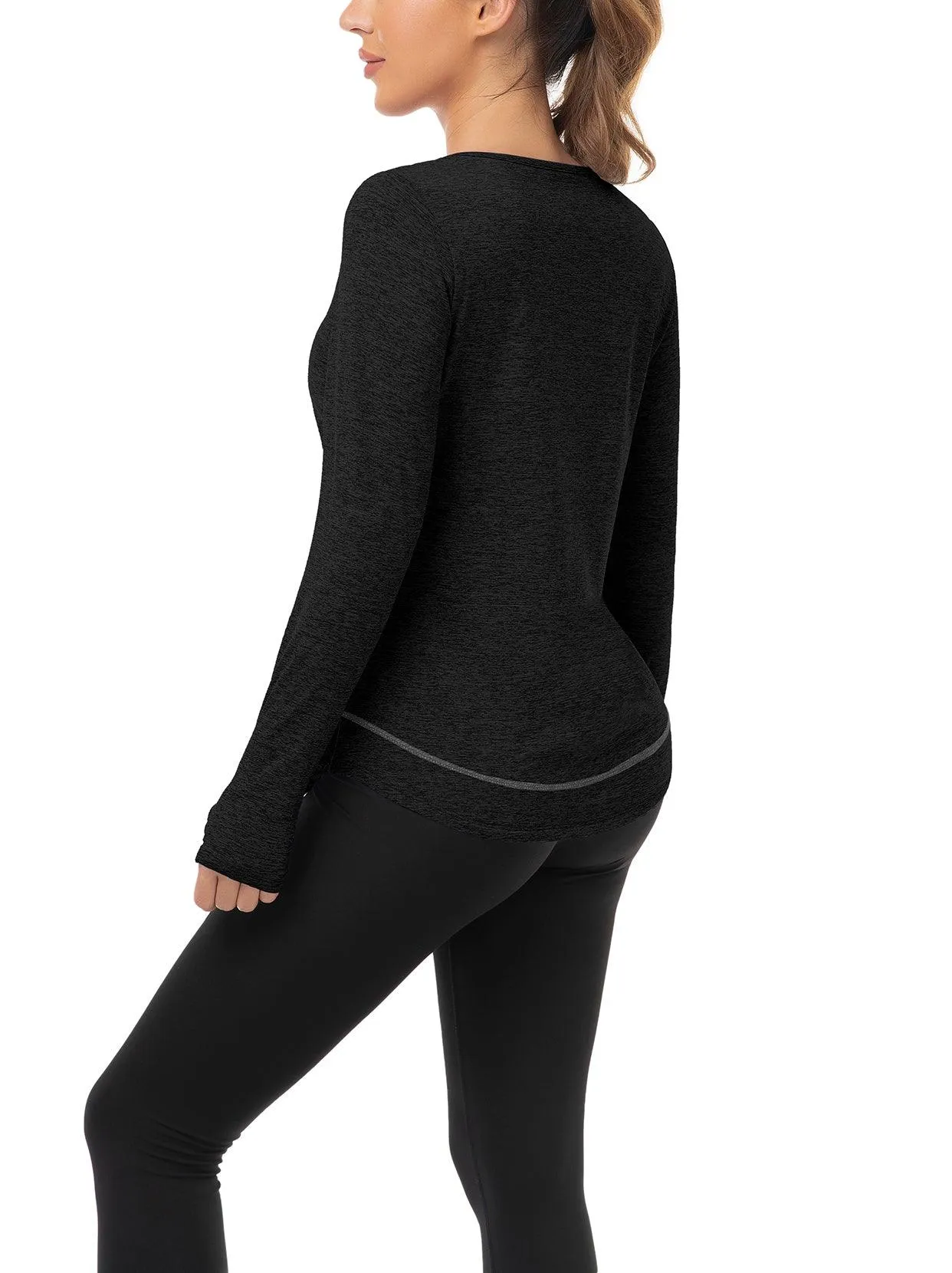 Basic Crew-neck Long-sleeve Thermal Tops for Women