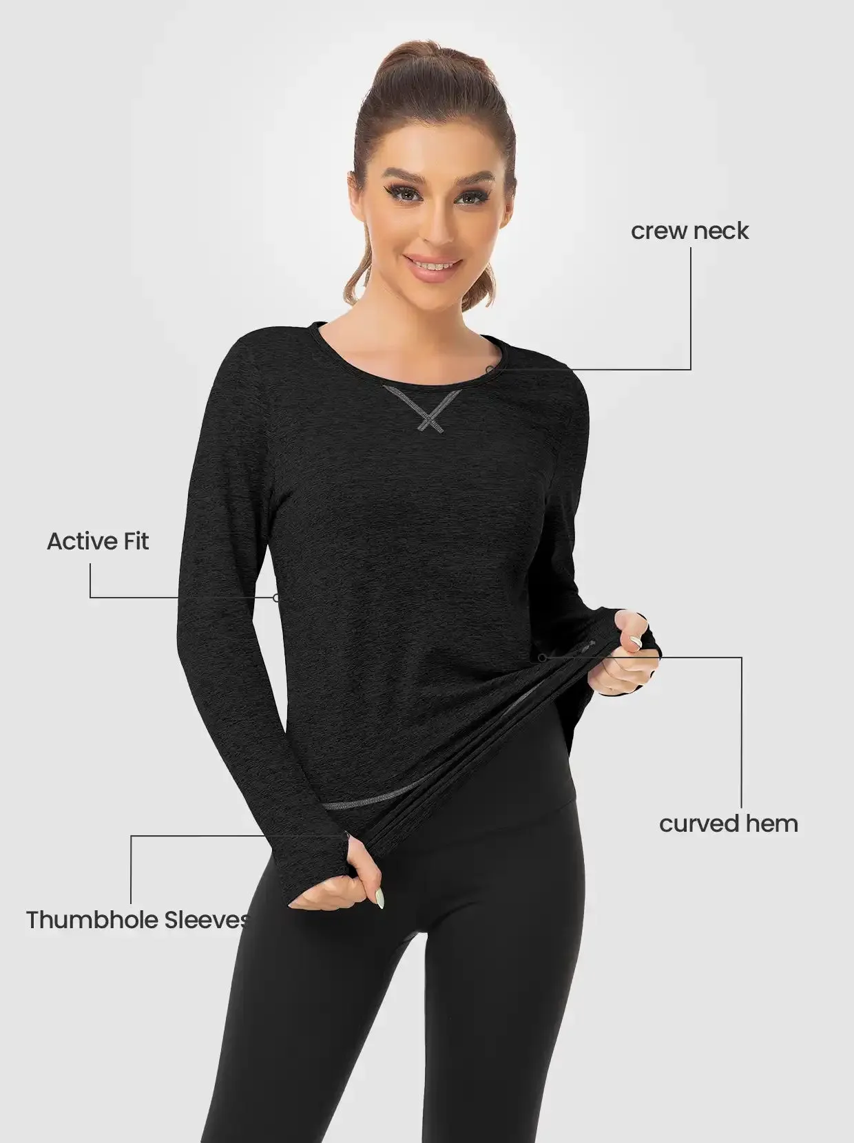 Basic Crew-neck Long-sleeve Thermal Tops for Women