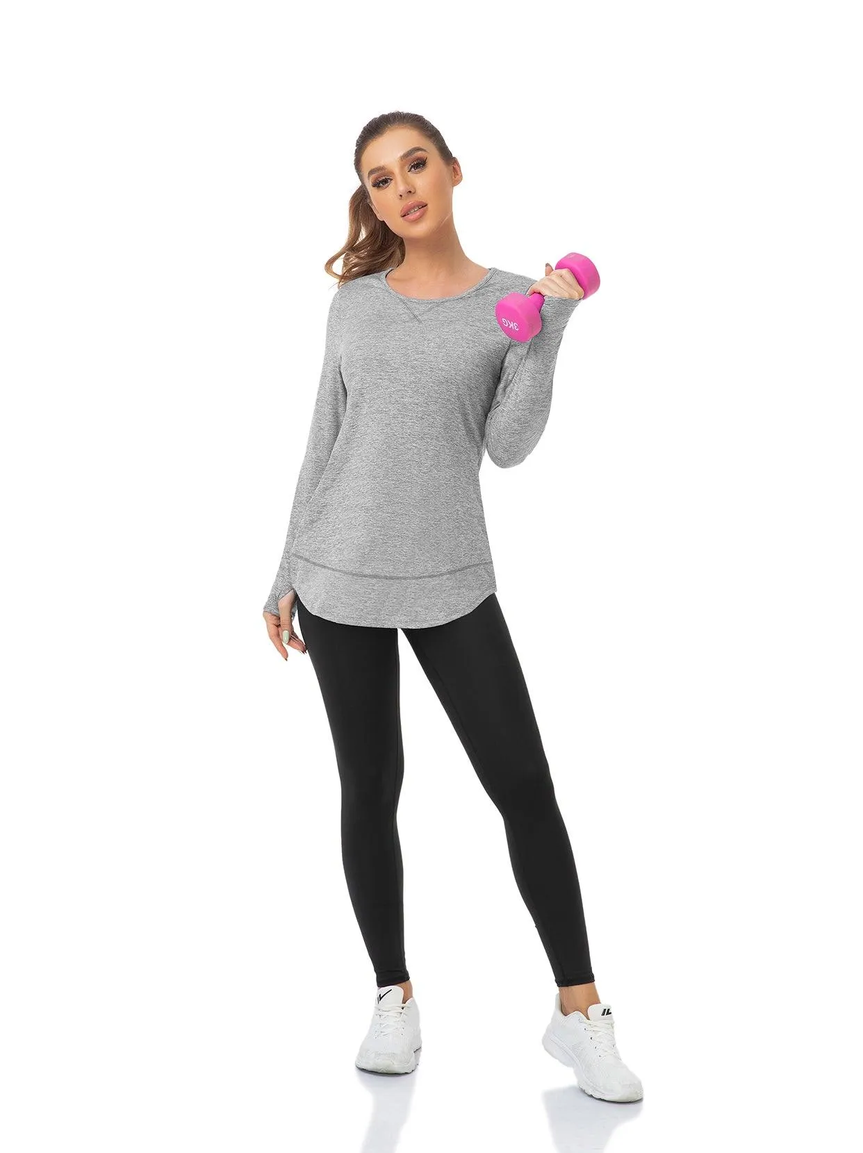 Basic Crew-neck Long-sleeve Thermal Tops for Women