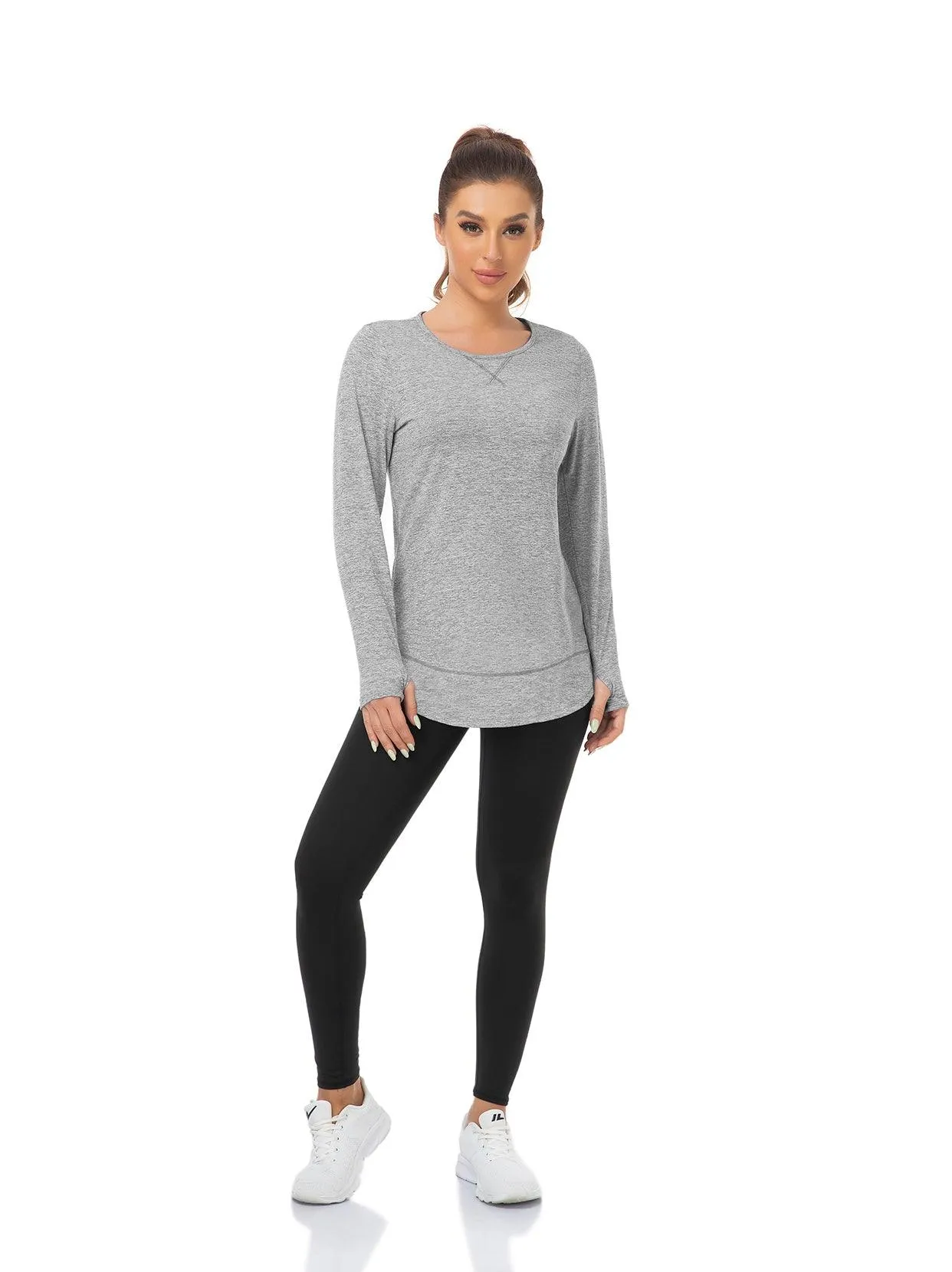 Basic Crew-neck Long-sleeve Thermal Tops for Women