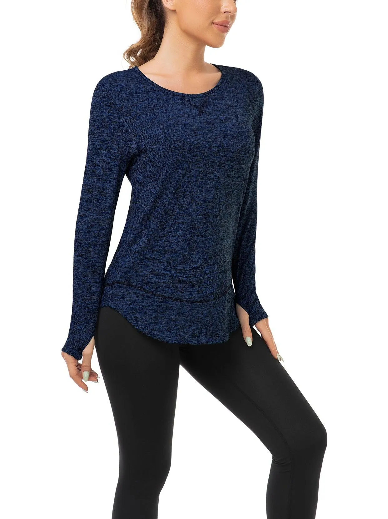 Basic Crew-neck Long-sleeve Thermal Tops for Women