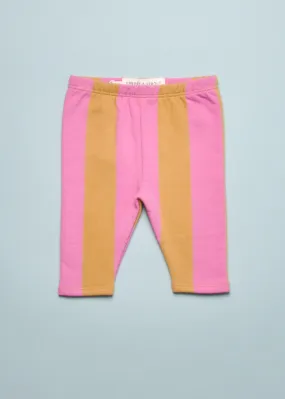 BLOCK STRIPE LEGGINGS - PINK/MUSTARD