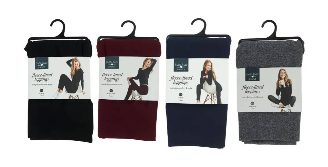 Britt's Knits® Basics Seamless Fleece-Lined Leggings in Black, Burgundy Red, Gray, and Navy