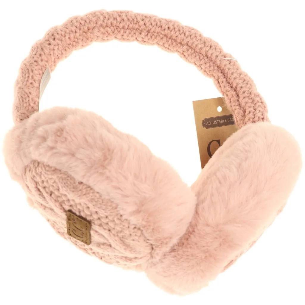 Cable Knit Faux Fur Ear Muffs