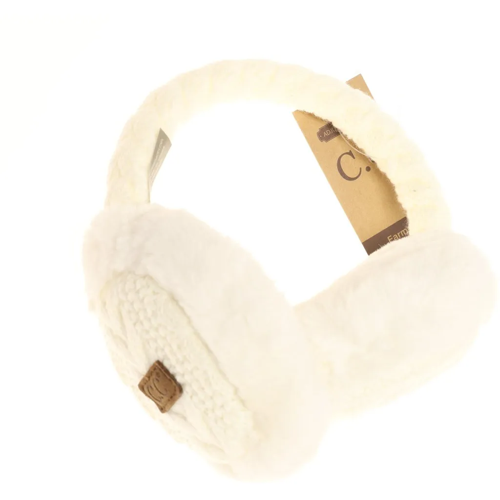 Cable Knit Faux Fur Ear Muffs