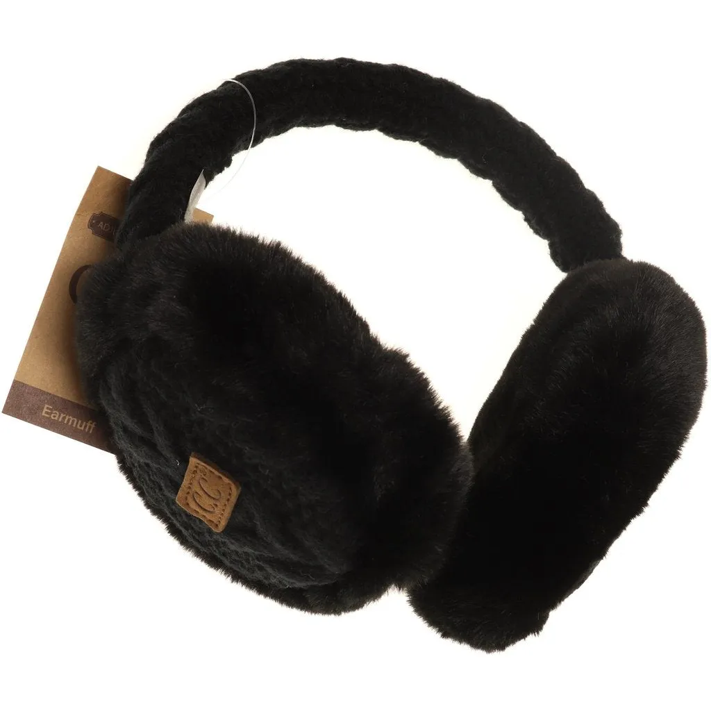 Cable Knit Faux Fur Ear Muffs