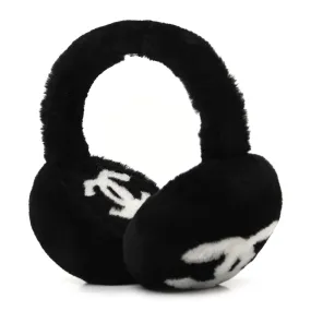 Chanel CC Fluffy Faux Fur Ear Muffs Black