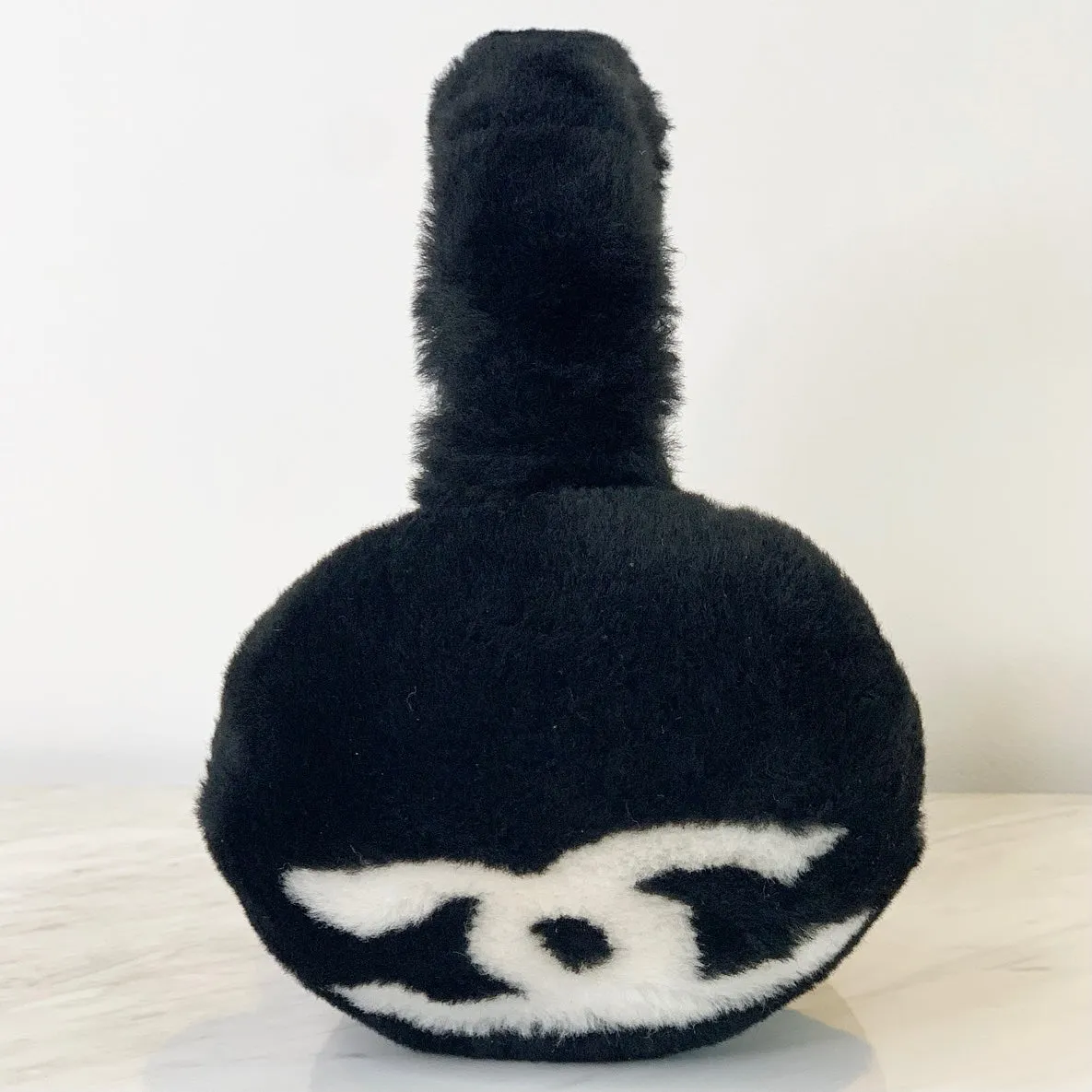 Chanel CC Fluffy Faux Fur Ear Muffs Black