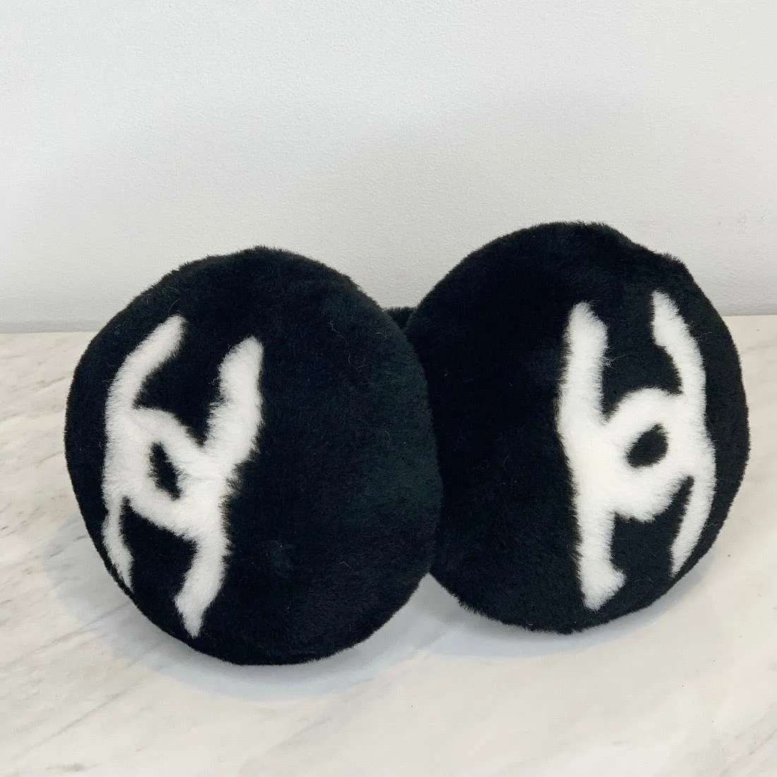 Chanel CC Fluffy Faux Fur Ear Muffs Black