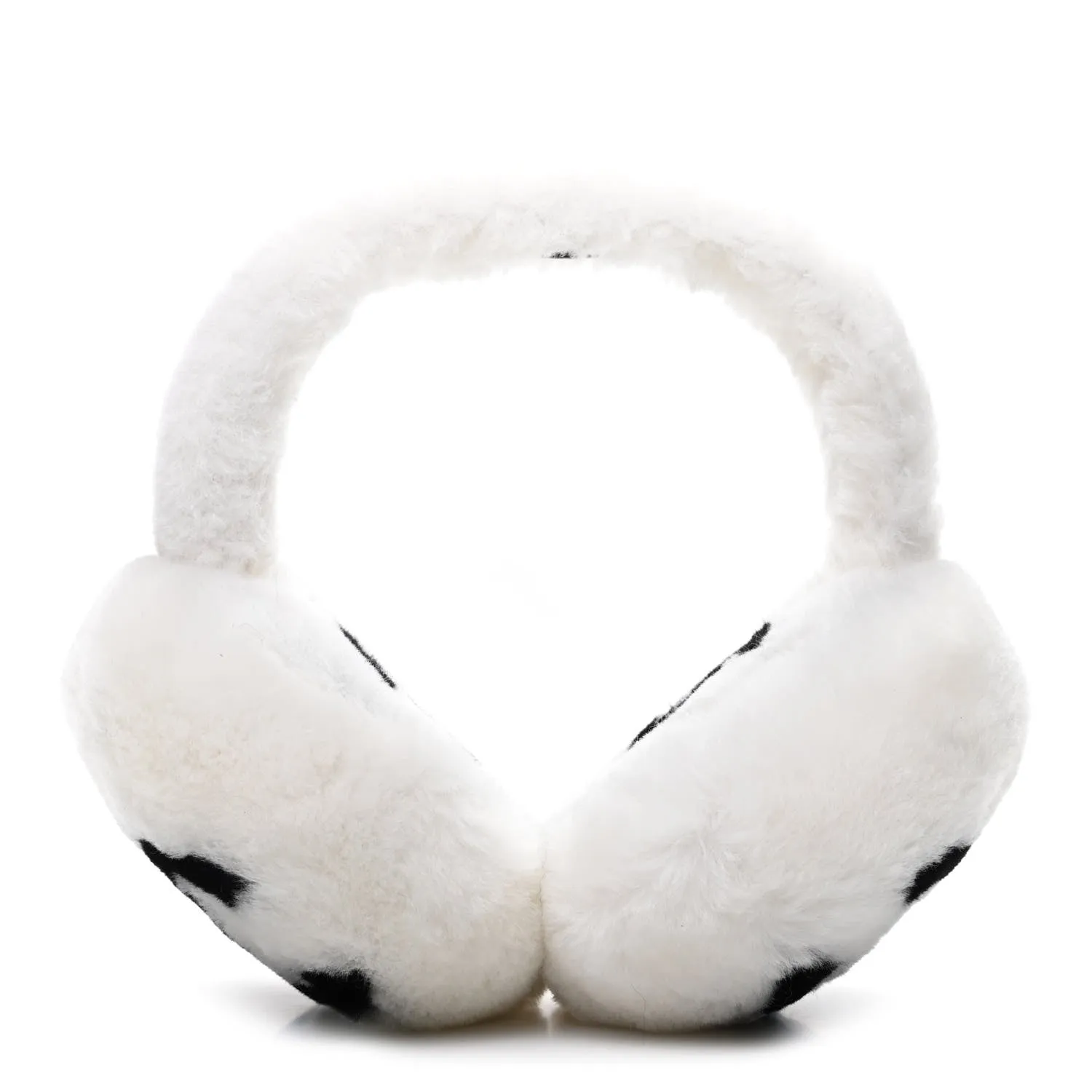 Chanel CC Fluffy Faux Fur Ear Muffs White