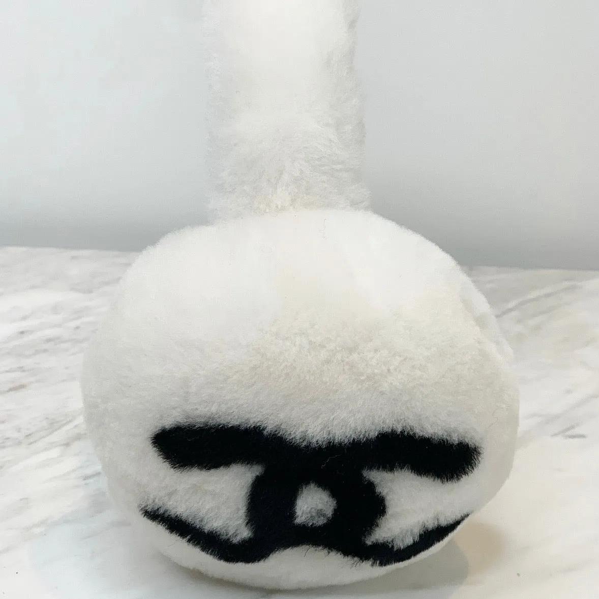 Chanel CC Fluffy Faux Fur Ear Muffs White