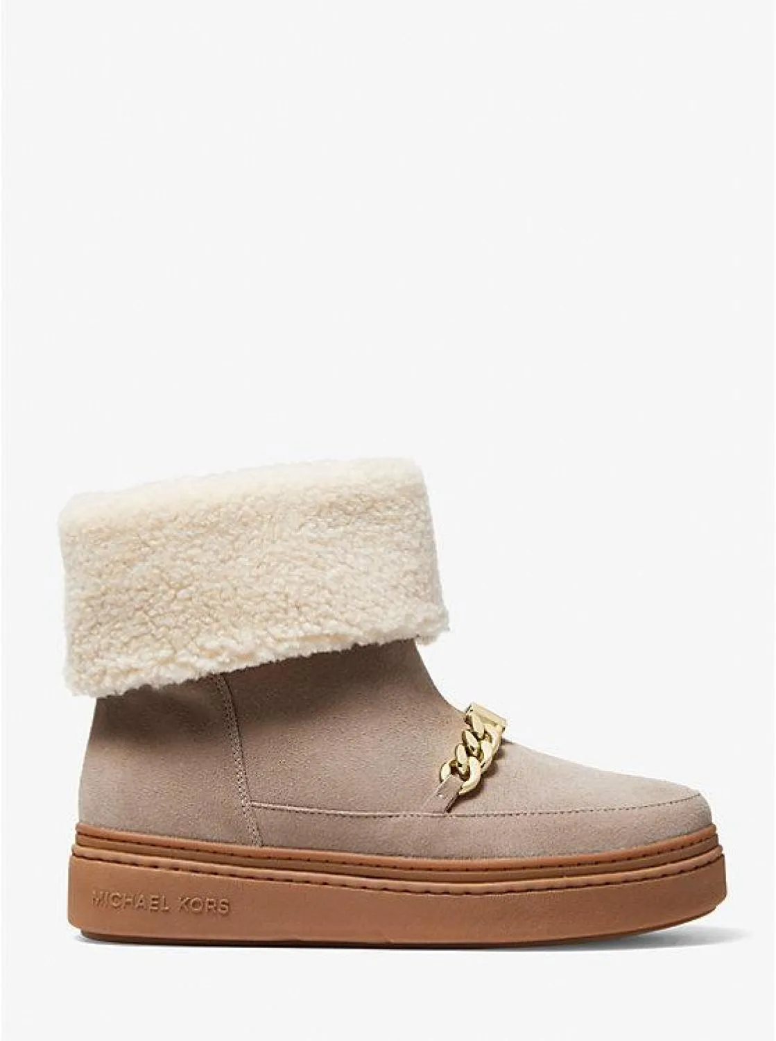 Chapman Embellished Faux Suede and Faux Shearling Boot