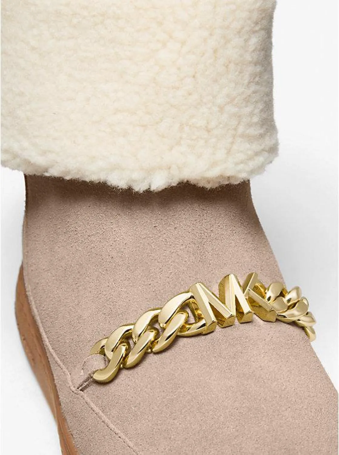 Chapman Embellished Faux Suede and Faux Shearling Boot