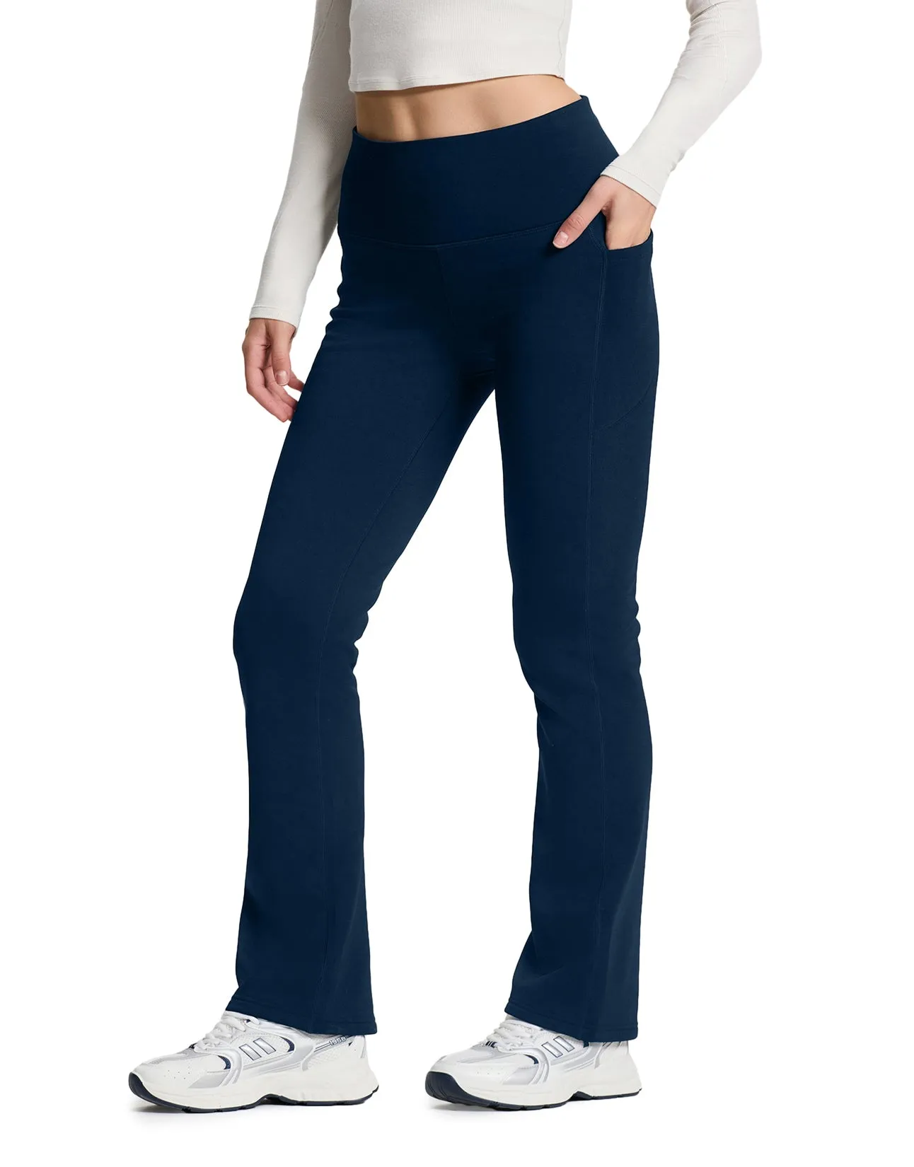 CozyWarmth Fleece Lined Flare Leggings, Side Pockets