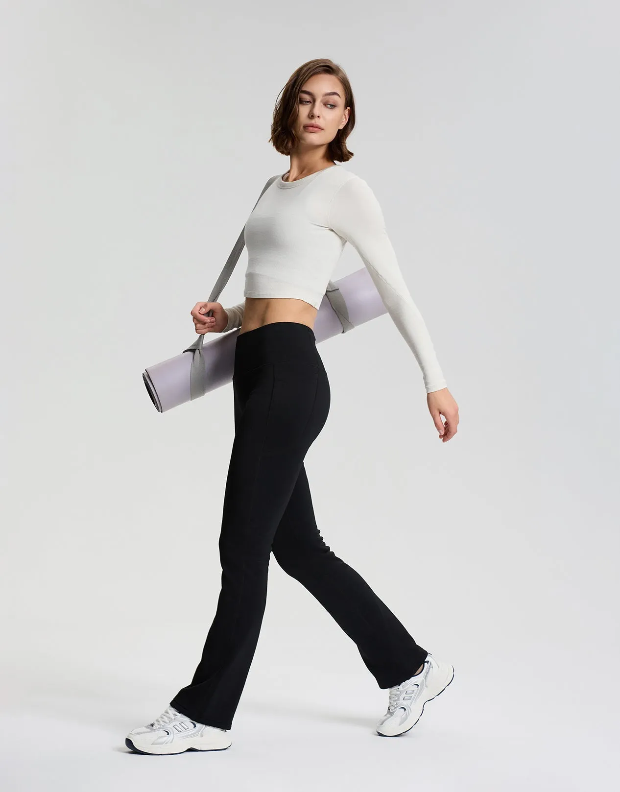 CozyWarmth Fleece Lined Flare Leggings, Side Pockets