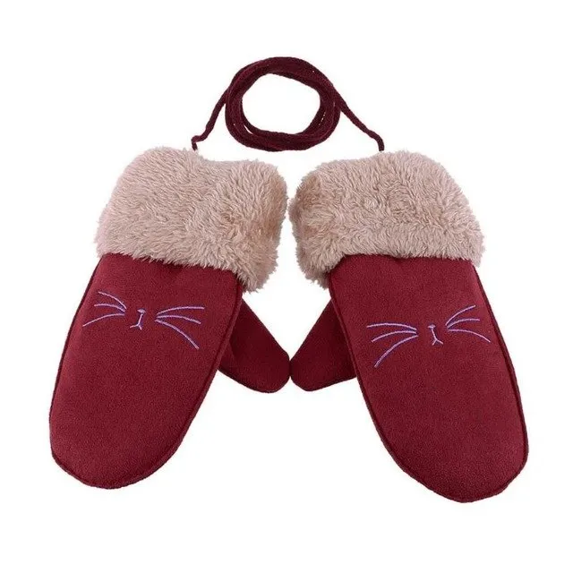 Cute Children Boys Girls Winter Warm Cartoon Tree Snowflake Print Gloves