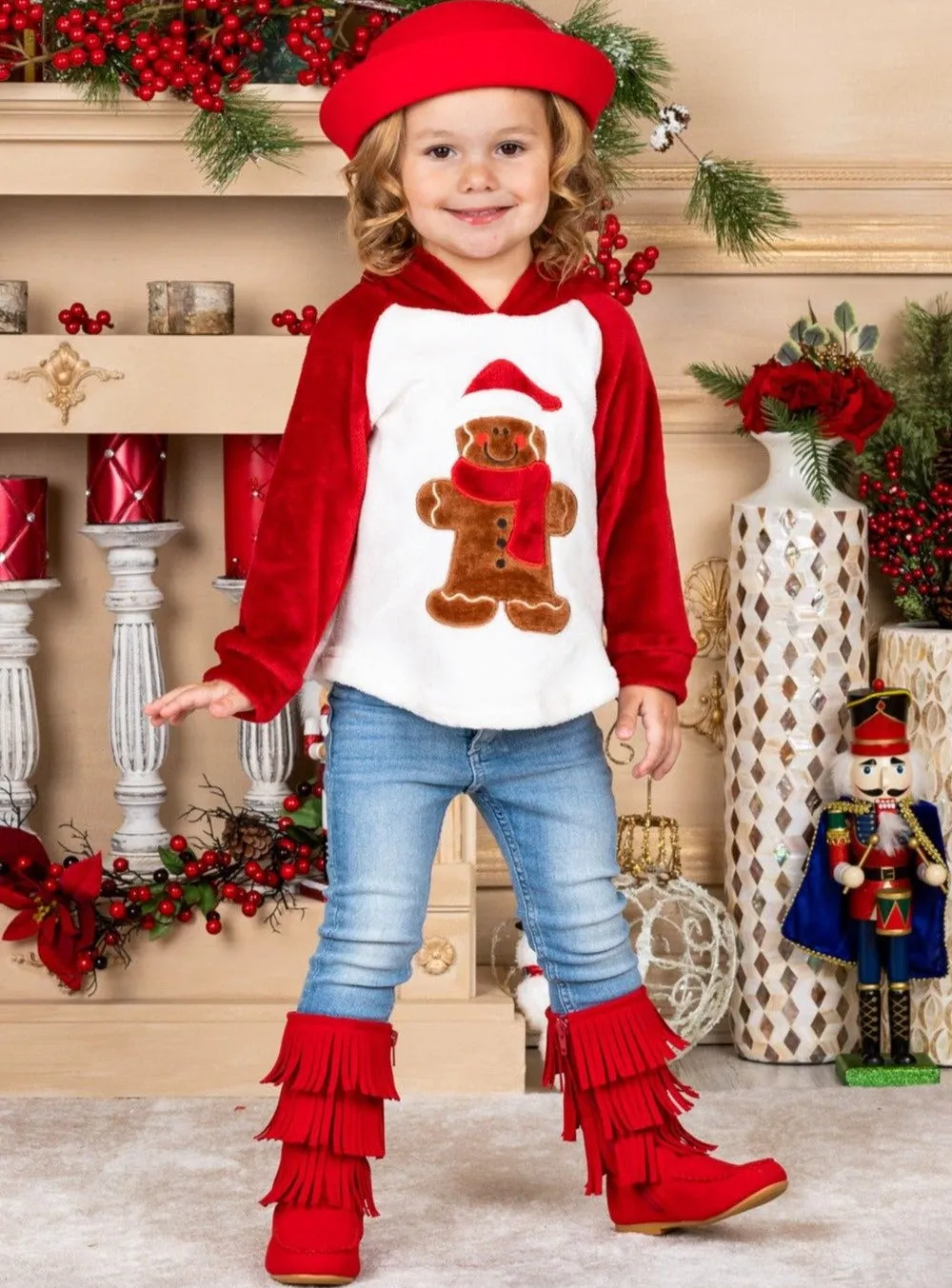 Cutest Gingerbread Fleece Raglan Holiday Hoodie