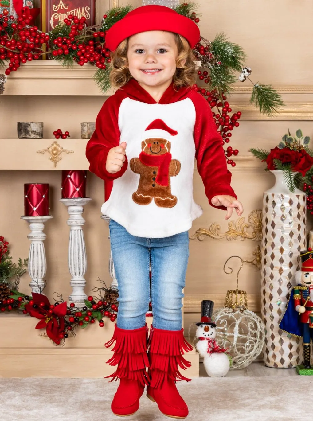 Cutest Gingerbread Fleece Raglan Holiday Hoodie