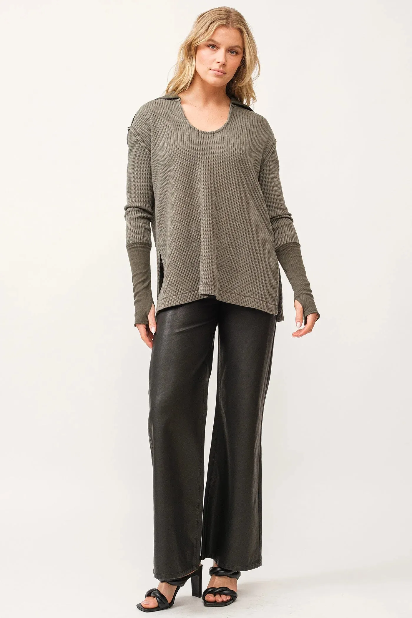 Dear John Oversized Top in Dark Olive