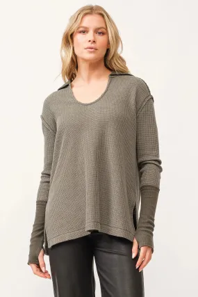 Dear John Oversized Top in Dark Olive