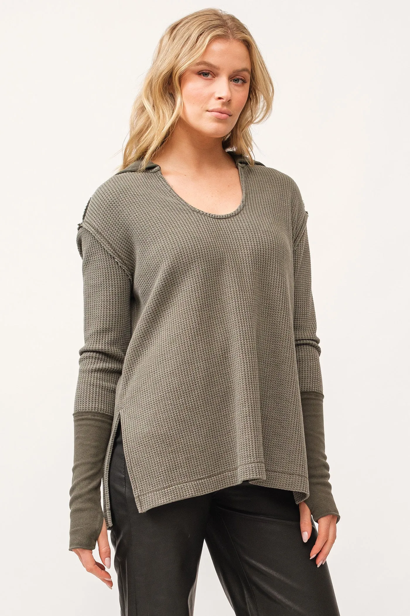 Dear John Oversized Top in Dark Olive