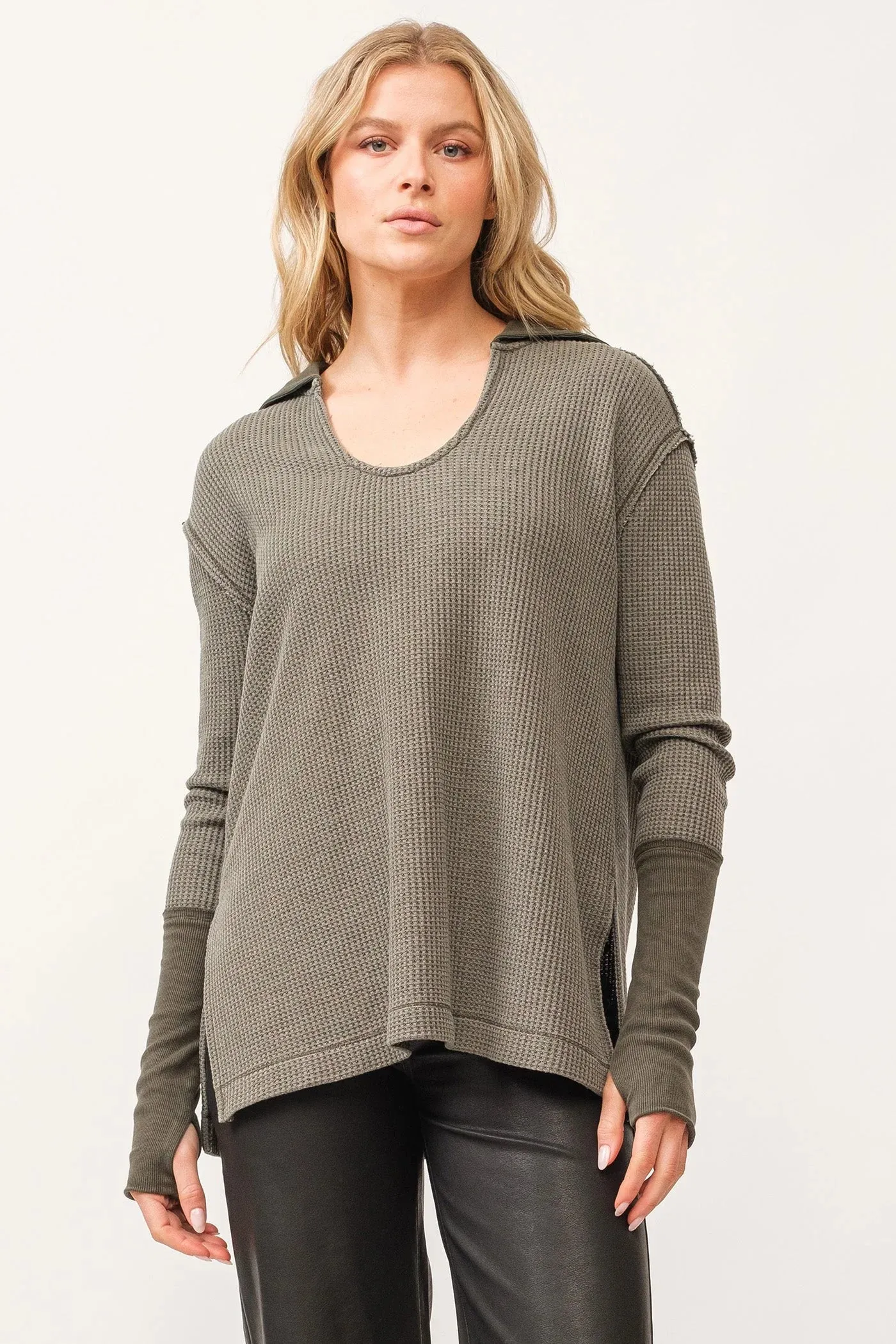 Dear John Oversized Top in Dark Olive