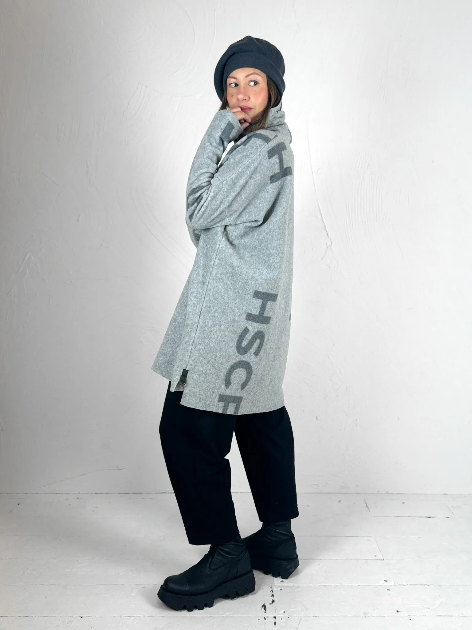 Fleece Turtleneck Tunic with Text