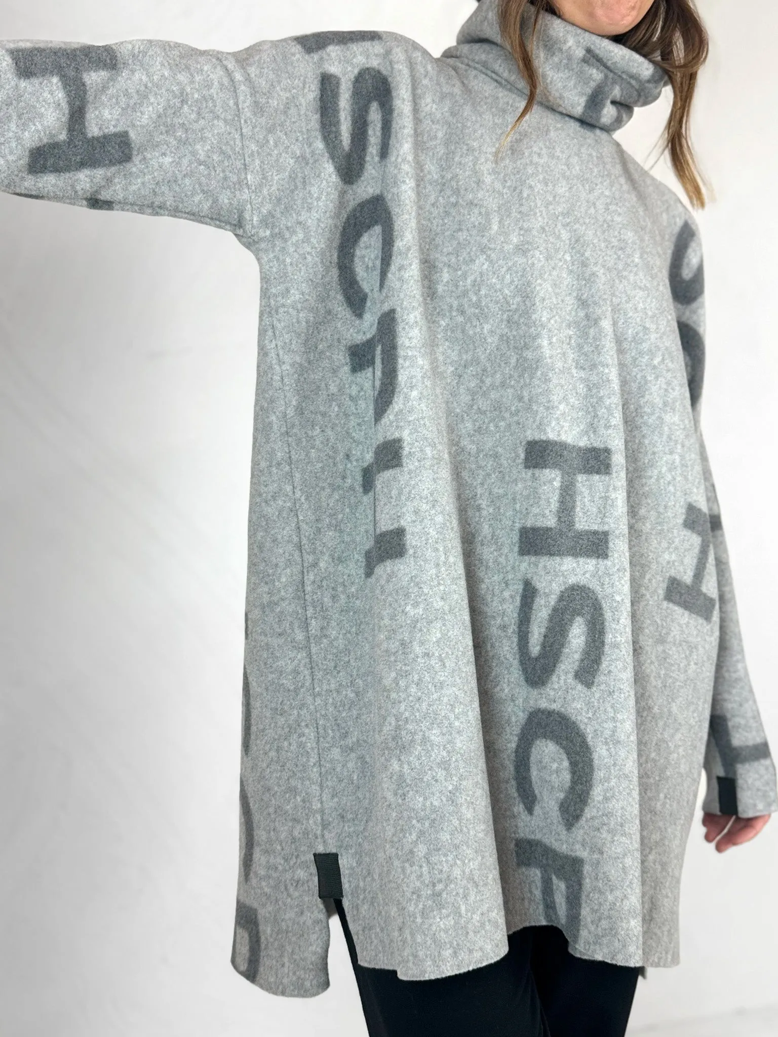 Fleece Turtleneck Tunic with Text