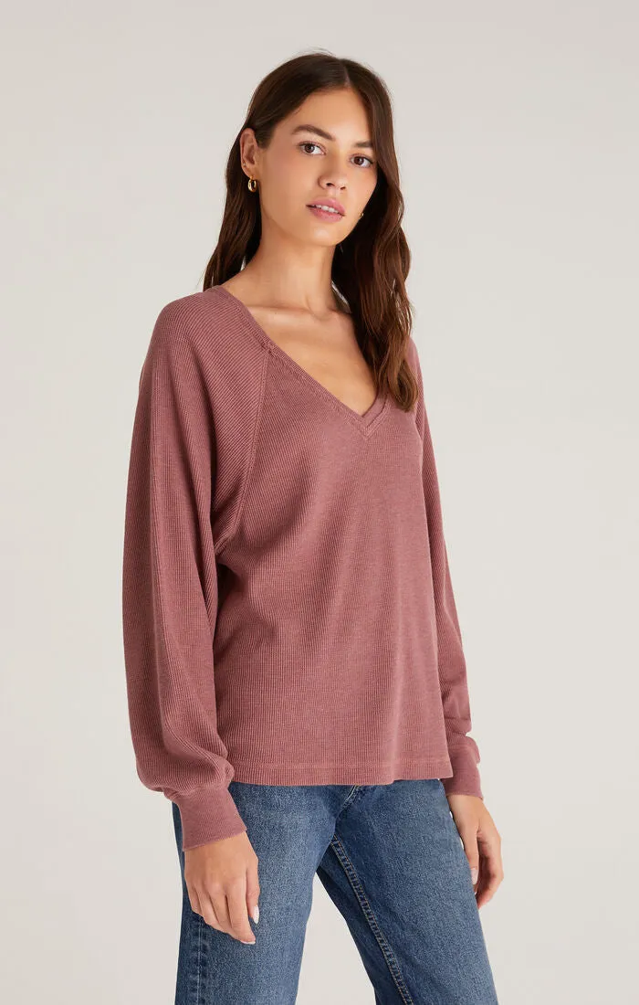 Frances Waffle Longsleeve Top