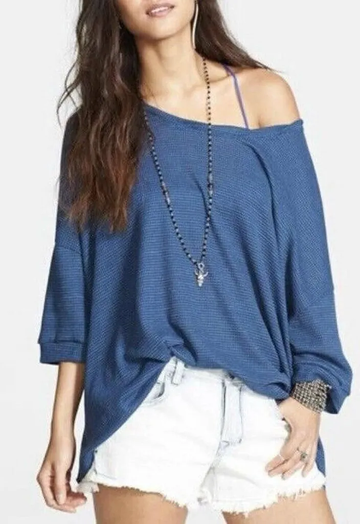 Free People Storyteller Oversized Thermal Top - Size Large