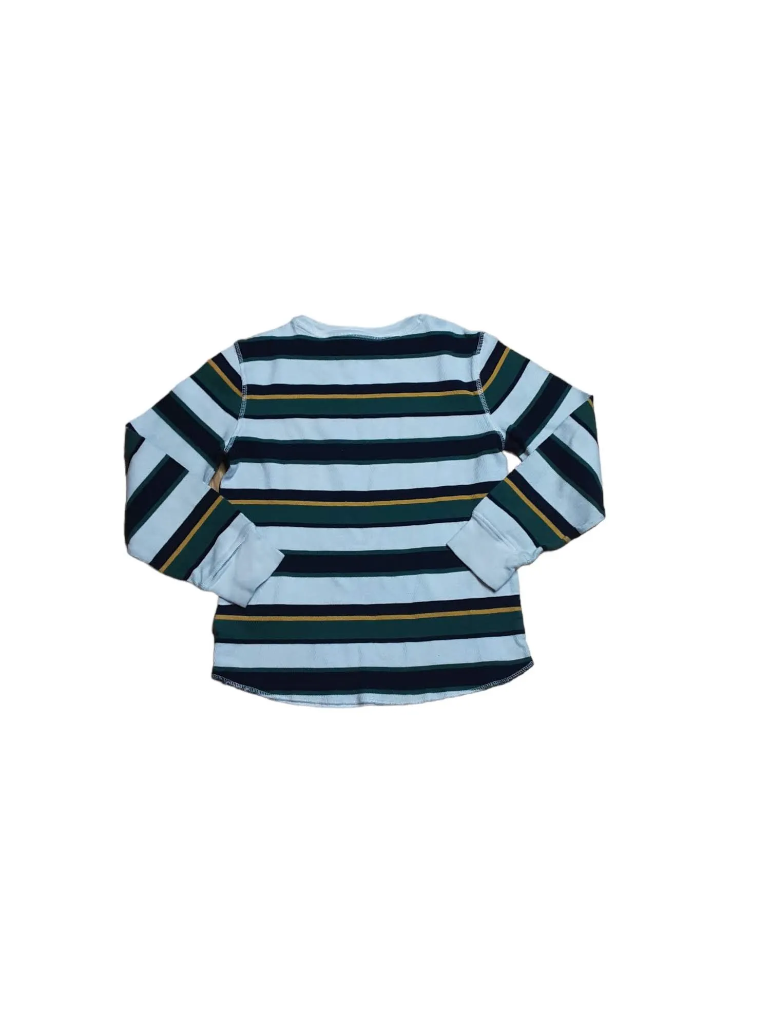 Gap Kids Green, Blue, and White Striped Long Sleeve Thermal (Size: Large)