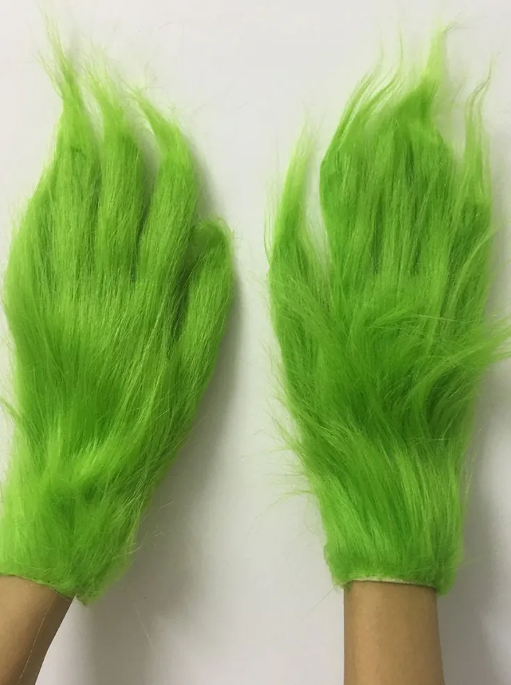 Girls Mommy and Me Plush Grinch Gloves