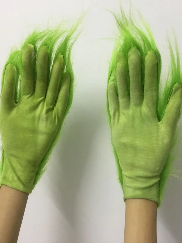 Girls Mommy and Me Plush Grinch Gloves