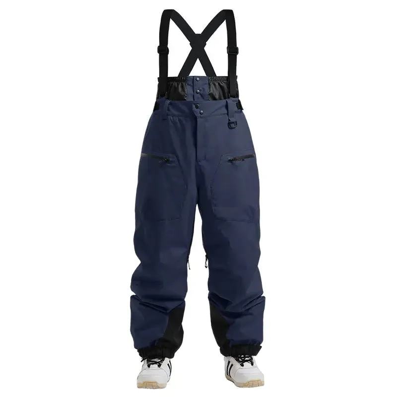 Men Basic Ski Bibs Winter Warm One-piece Snow Pants