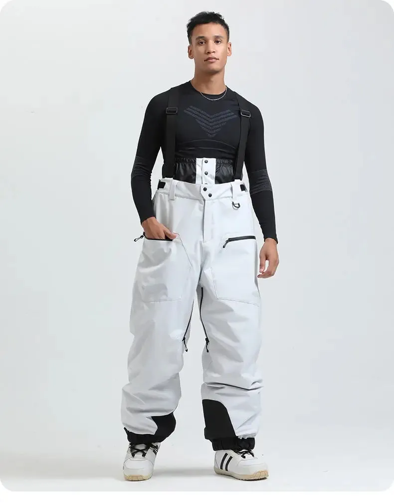 Men Basic Ski Bibs Winter Warm One-piece Snow Pants