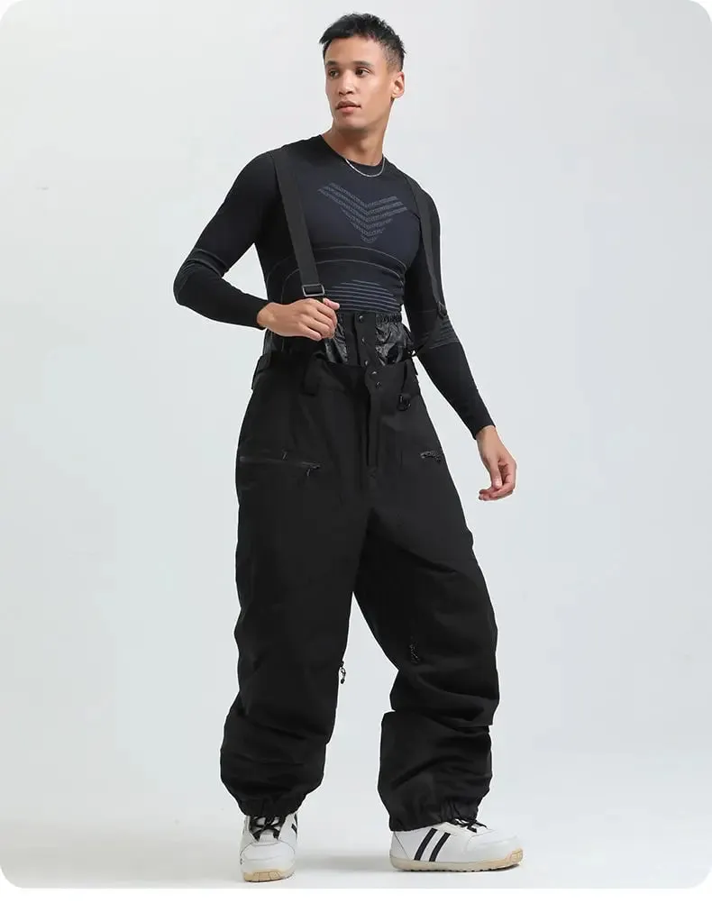 Men Basic Ski Bibs Winter Warm One-piece Snow Pants