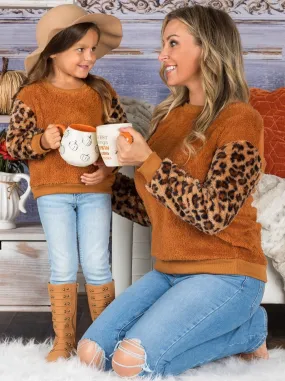 Mommy and Me Plush Leopard Raglan Sweater