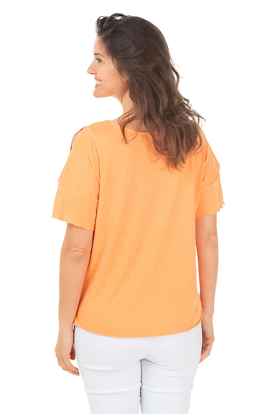 Orange Islands Cold Shoulder Top