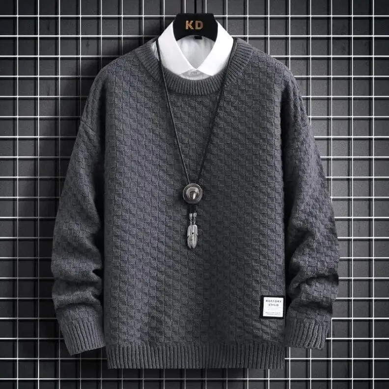 Plaid Harajuku Sweater - Thick Jumper Warm O-neck Pullover Men High Quality Christmas Sweaters