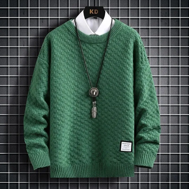 Plaid Harajuku Sweater - Thick Jumper Warm O-neck Pullover Men High Quality Christmas Sweaters