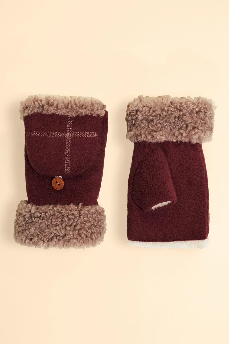 Powder Mittens - Anna in Burgundy 14431